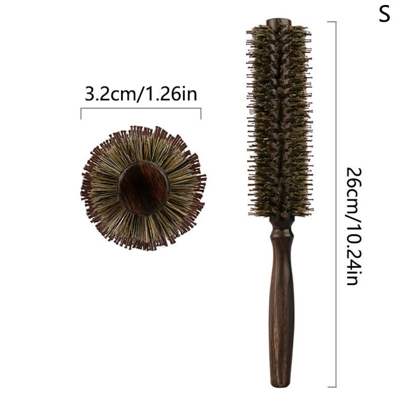 Straight Twill Hair Round Roller Wood Hair Brush Boar Bristle Nylon Hair Comb Anti Static Brush Blowing Curling Diy Hairdressing