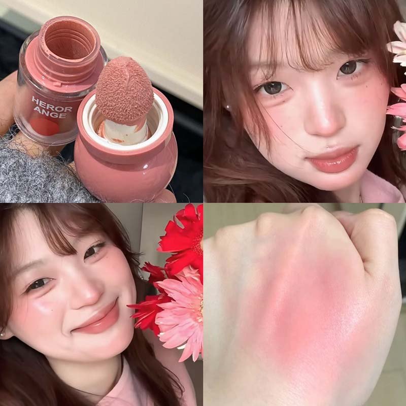 Herorange Dewy Liquid Blush Blendable Non Caking Waterproof Brighten Skin for Daily Dating Photo Makeup Gift