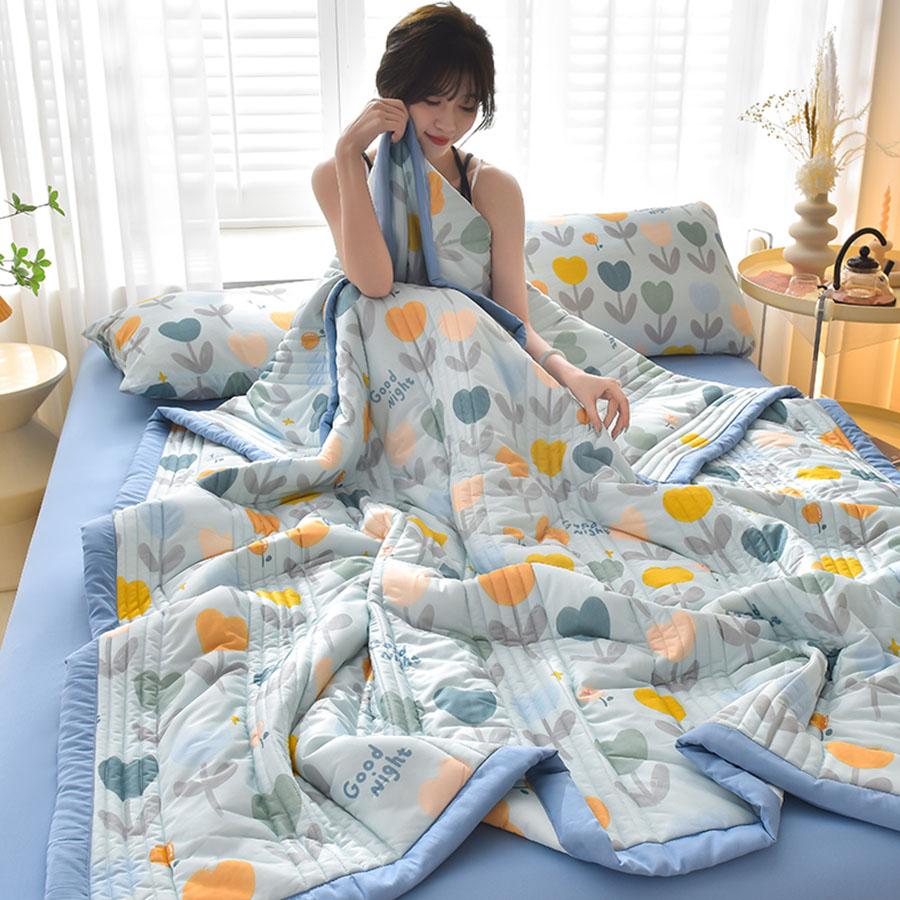 Summer Thin Comforter Soft Air-Conditioned Four Season Comforter Machine Washable Single Double Blanket Ultrasonic Quilted Quilt