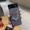 Женский роскошный портативный браслет со стразами, блестящая пудра, чехол для телефона из искусственной кожи для Samsung Galaxy Z Flip 3 4, задняя крышка