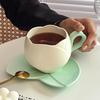 1 Set Coffee Cup Ceramic Tulip Coffee Mug with Coaster Smooth Surface Heat-resistant Tea Cup for Home