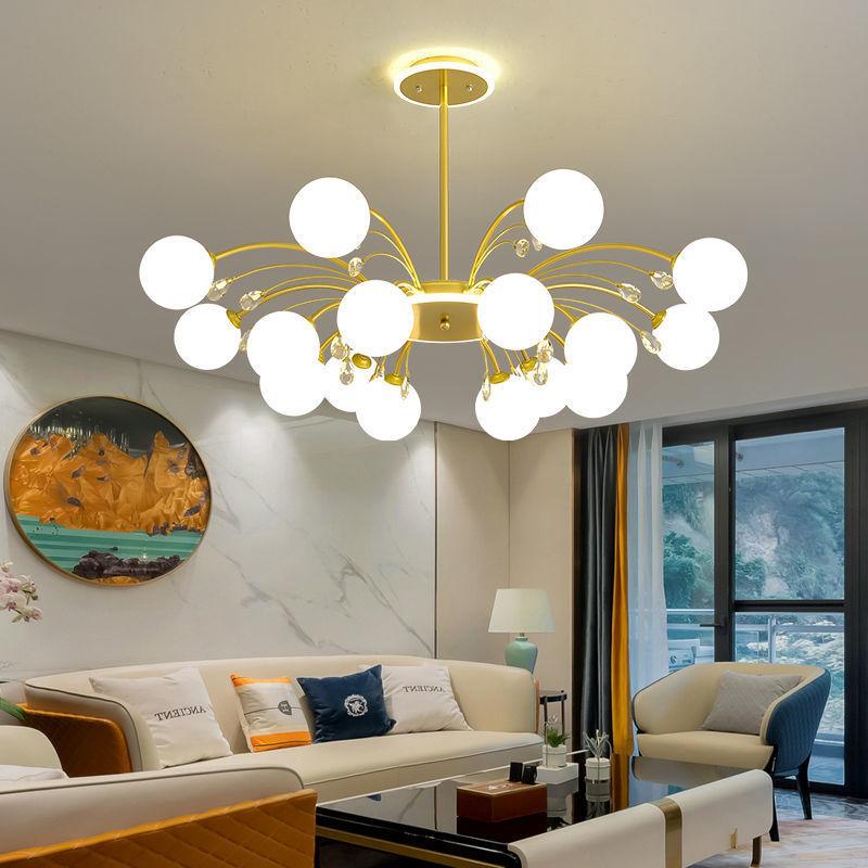 Nordic LED Chandeliers Indoor Glass Living Room Dining Bedroom Lighting Modern Hanging Ceiling Copper Lamp