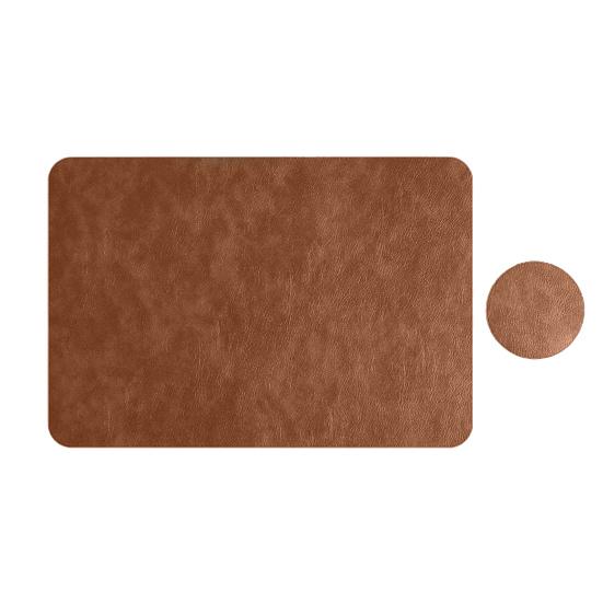 Yousheng Faux Leather Placemat Coaster Dining Table Heat Insulation Pad Dual Side Waterproof Placemat for Kitchen Countertops Dining Tables