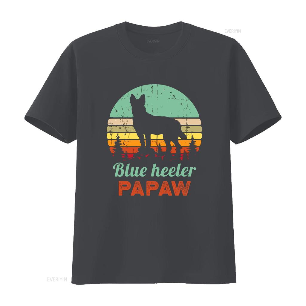 Blue Heeler Pops T Shirt Dog Dad Australian Cattle Fathers Day vintage Washed Stretched designer clothes Unisex homme