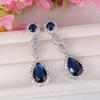 Длинные висячие серьги Huitan Temperament Blue Cubic Zirconia для женщин, роскошные элегантные серьги для свадебной вечеринки для невесты, новые ювелирные изделия