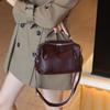 European and American Niche Handbag New First Layer Cowhide Leather Boston Shoulder Bag Versatile Retro Commuter Crossbody Bag