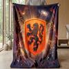Netherlands Football Printed Flannel Blanket Skin Friendly Warm Decorative Throw for Indoor Couch Bed Daily Use