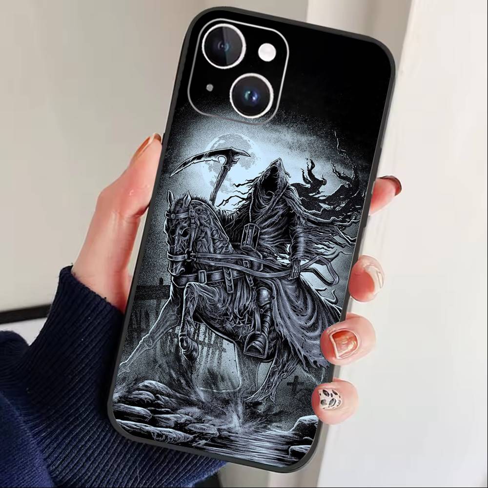Антивоенный чехол для телефона «Четыре всадника Апокалипсиса» для iPhone 17 16 15 14 13 12 Max Plus, силиконовый, черный
