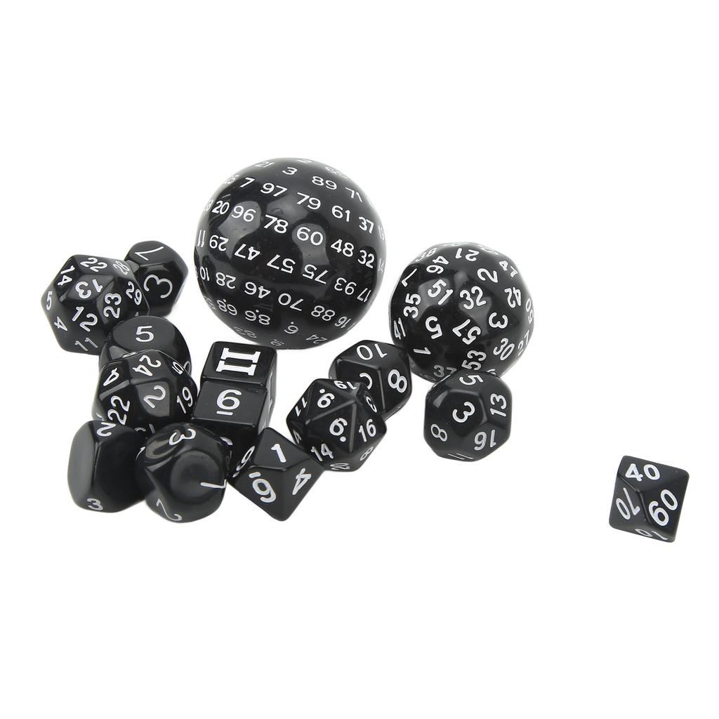 15Pcs Polyhedral Dice Set Acrylic D3 To D100 Table Gaming Dices for Role Playing Table Games Party