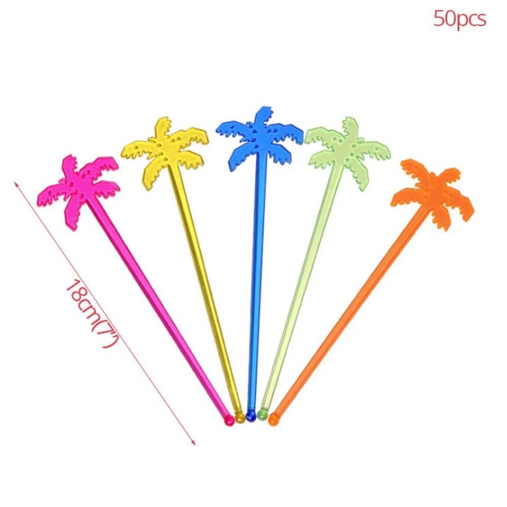 50pcs Colorful Coffee Beverage Stirrer Tropical Summer Juice Drink Stirrers Party Favors