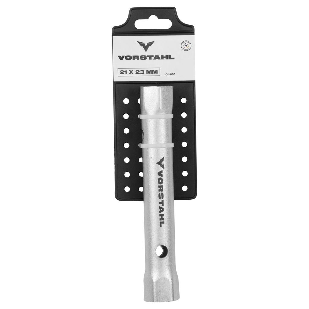 DOUBLE TUBULAR WRENCH, 8 x 9 mm, Chrome-plated, Vorstahl