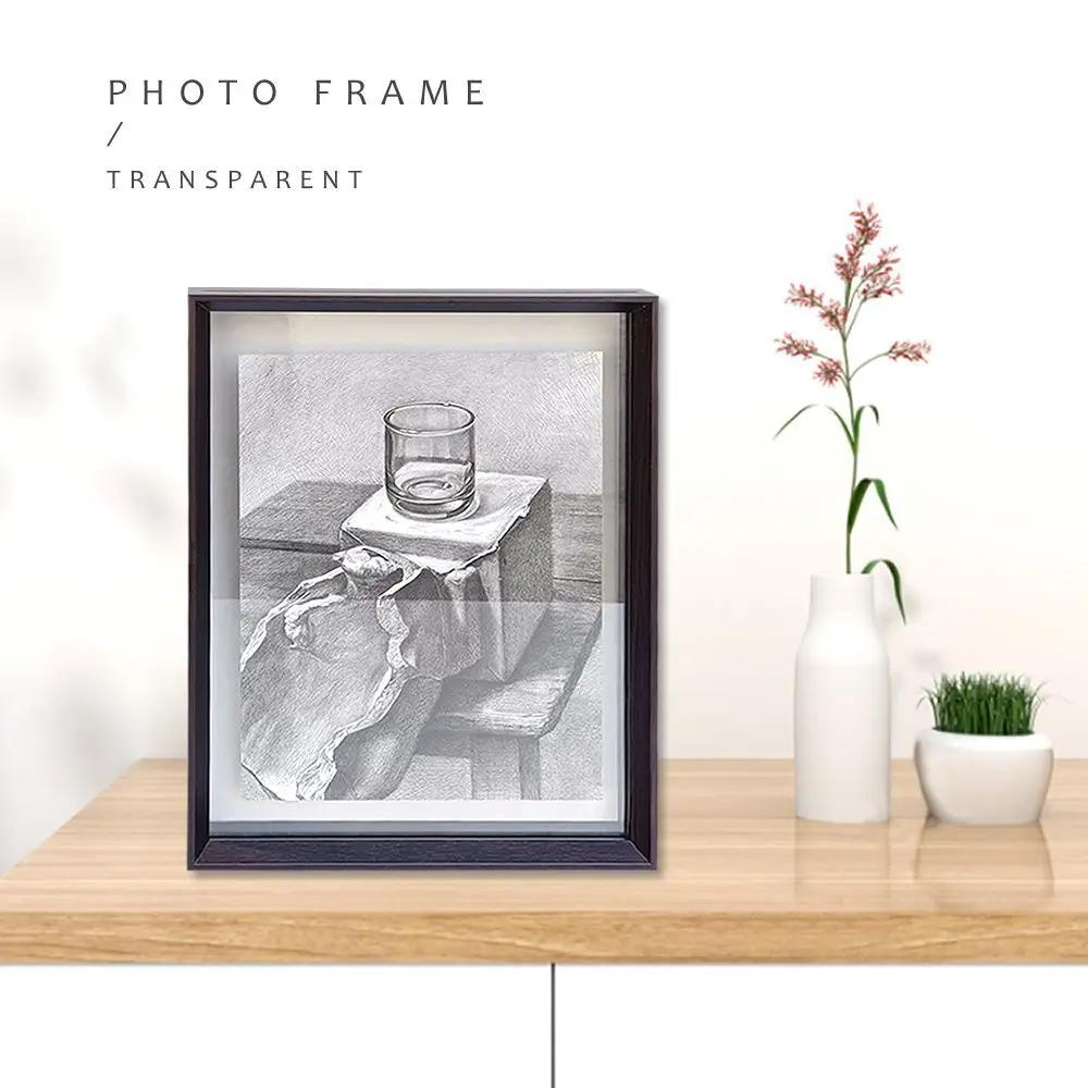 6/8-inch Double Sided Transparent Acrylic Frame Minimalist Picture Frame Poster Display Case with Embossed Specimen