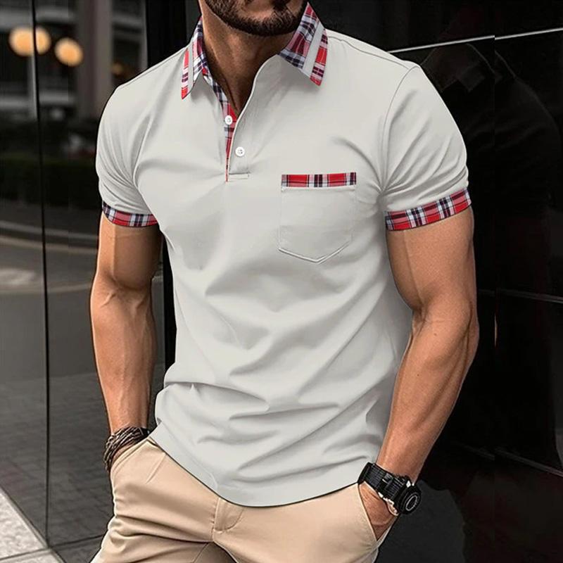 2023 летняя новая мужская повседневная рубашка-поло с короткими рукавами, офисная модная футболка с лацканами, мужская дышащая рубашка-поло, мужская одежда