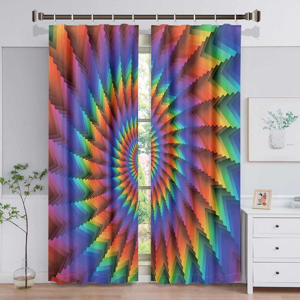 Thick 2Pieces 90% Shading Luxury 3D Abstract Space Blackout Window Curtains For Bedroom Living Room Bathroom Kicthen Door Hall