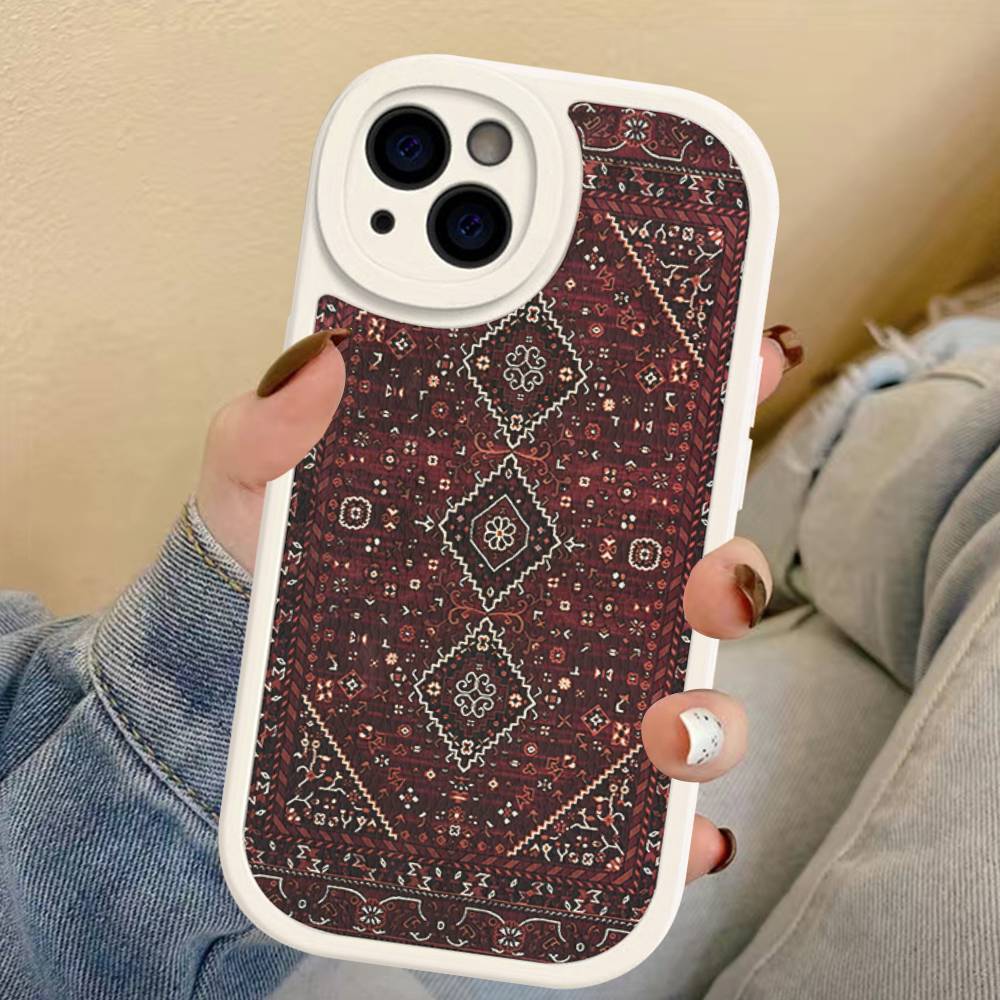 Persian Carpet Floral Pattern Phone Case For IPhone 16 15 14 13 12 11 Pro Max Plus Leather Soft Cover