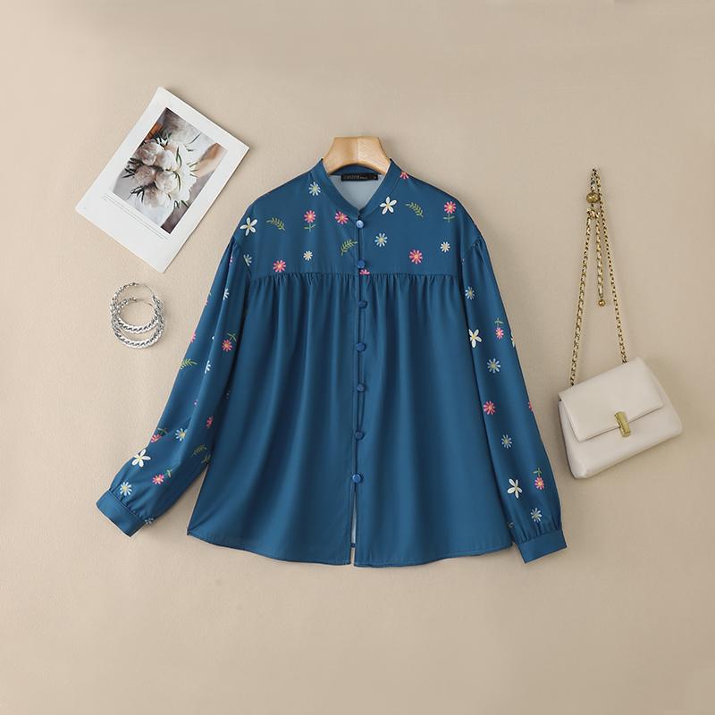 ZANZEA Женская повседневная блузка с круглым вырезом, цветочным принтом и длинными рукавами