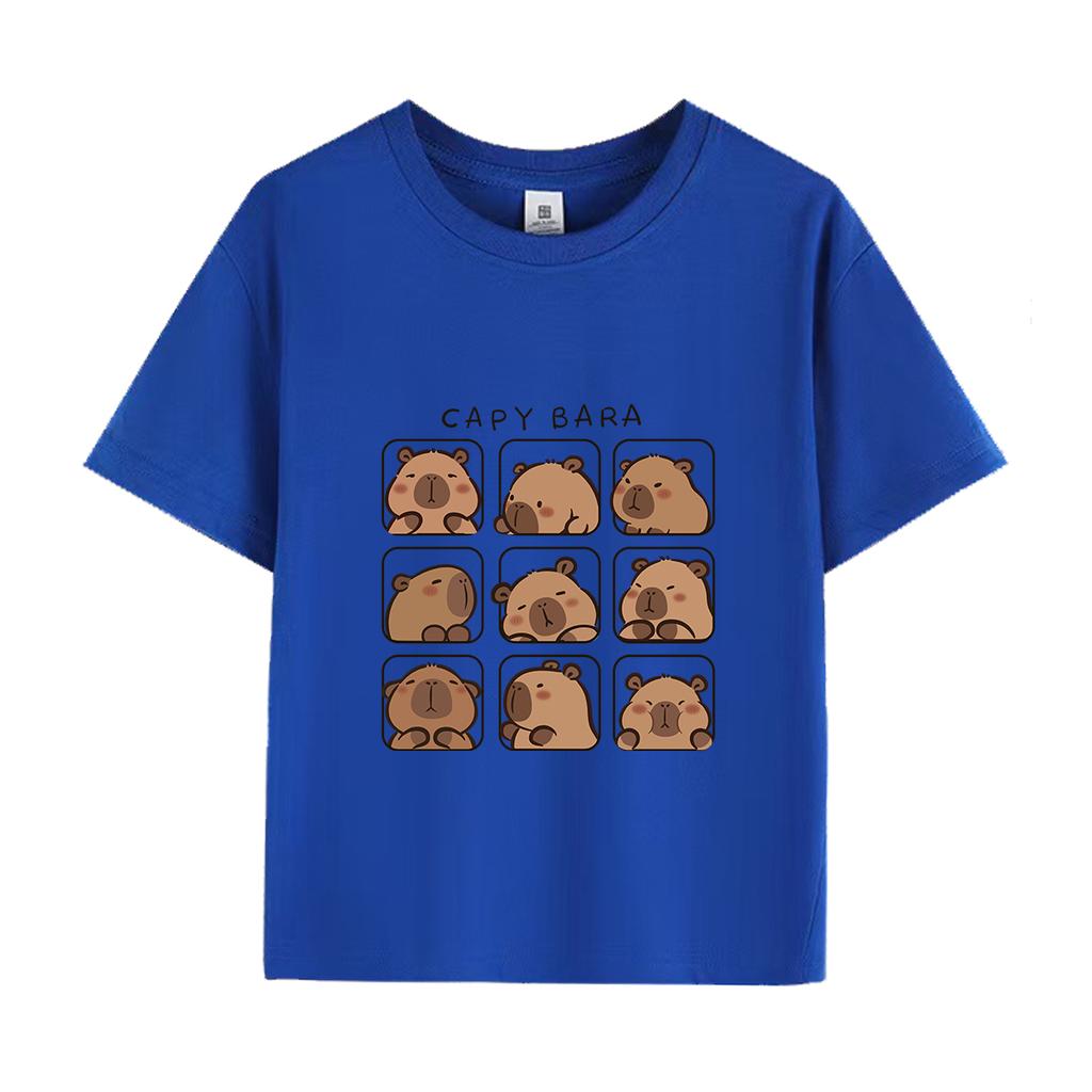 Capybara Kids Clothing Tees Summer Printed Cartoon Fashion cotton Short Sleeve Tshirt Girls Casual Tops T Shirts Crewneck