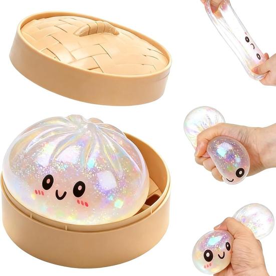 Steamed Bun Squeeze Toy, Cute Dumpling Stress Relief Ball, Slow Rising Decompression Toy for Desk, Kawaii Fidget Gift