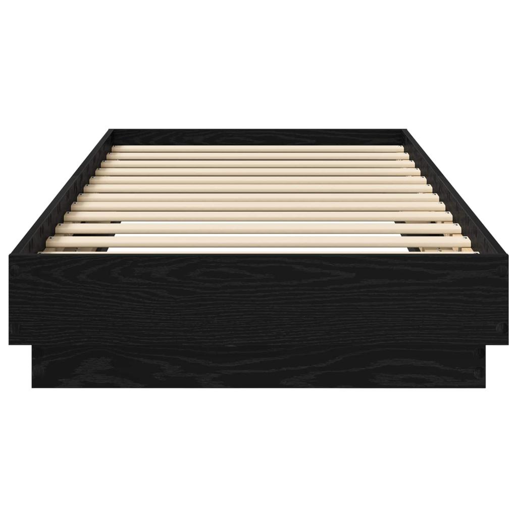 LED Bed Frame in Black Oak 80 x 200 cm Particleboard