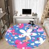 1pc Butterfly Floral Pattern Office Round Rug, Carpet for Office, Gaming, Lightweight Round Floor Mat yy260208011
