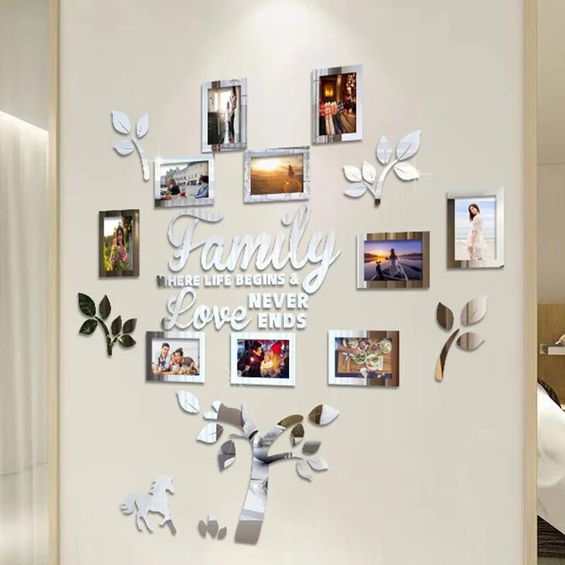 New DIY Family Picture Frame Tree Wall Stickers 3D Home Tree Wall Mirrors Photo Collage Picture Frame Stickers Home Decoration
