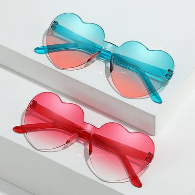2817 Солнцезащитные очки Peach Heart Солнцезащитные очки Love Jelly Без оправы Очки в форме сердца из цельного куска Ослепительные цветные очки