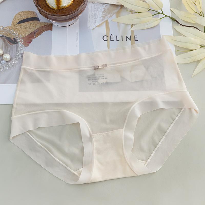 Нижнее белье для женщин Шелковые трусики-трусы Ice Silk No Hip Clip No Trace Lingerie Triangle Mid Талия Размер Большие трусики