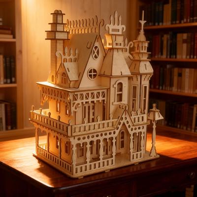 МИЛАЯ КОМНАТА 3D Деревянная Пазл Миниатюрный Кукольный Домик Вилла Сборочный Набор DIY Образовательная Игрушка Креативный Подарок для Взрослых Детей День Рождения Рождество