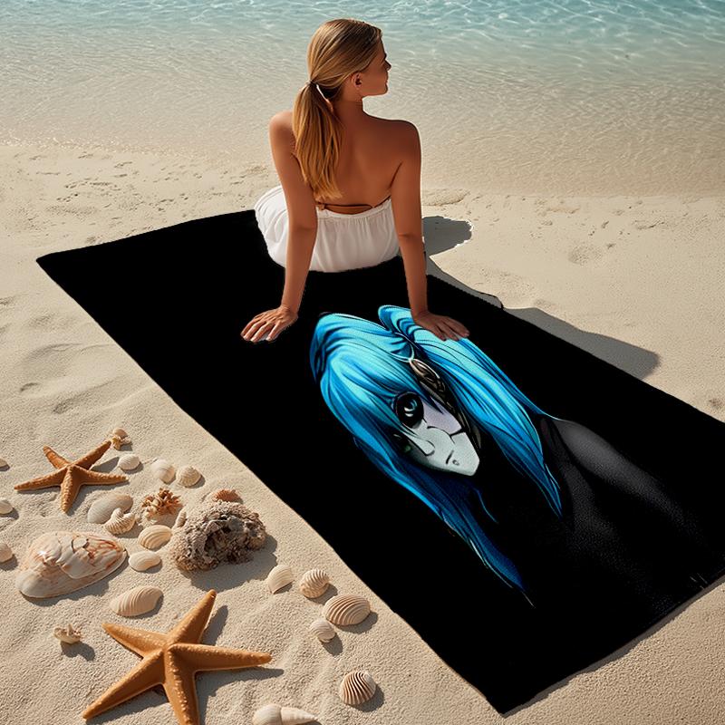 proof beach towel with a Sally Face1 pattern - soft,absorbent,quick-drying,machine washable - perfect for swimming,camping,bathing