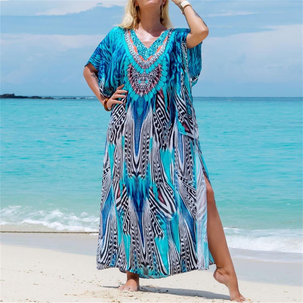 Ladies Loose Beach Cover Up Robe Vacation Sun Shirt Cover Up