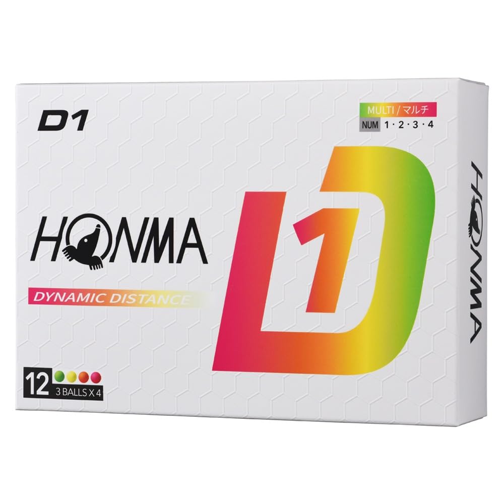 Мяч для гольфа Honma Golf HONMA D1 2024 года, модель BT2401, разноцветный, 3 дюжины, 36 мячей, дальность полета, оригинальная деревянная подставка для мяча [набор предметов] Набор из 2 предметов для гольфа (Мяч,