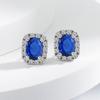 Heart of Aquamarine Blue Gemstone Three-piece Set Selling Luxury Enveloped with Diamond Necklace Ring Stud Earrings Women