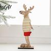 Rustic Holiday Centerpieces for Home Wooden Christmas Reindeer Figurines Handpainted Couple Elk Tabletop Ornaments Xmas Small Decorations
