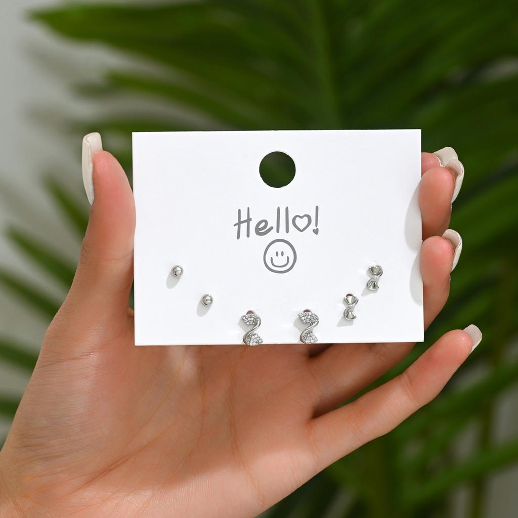 Creative Melody Women's Stud Earrings Versatile Zircon Full Diamond Design Earrings Earrings Set