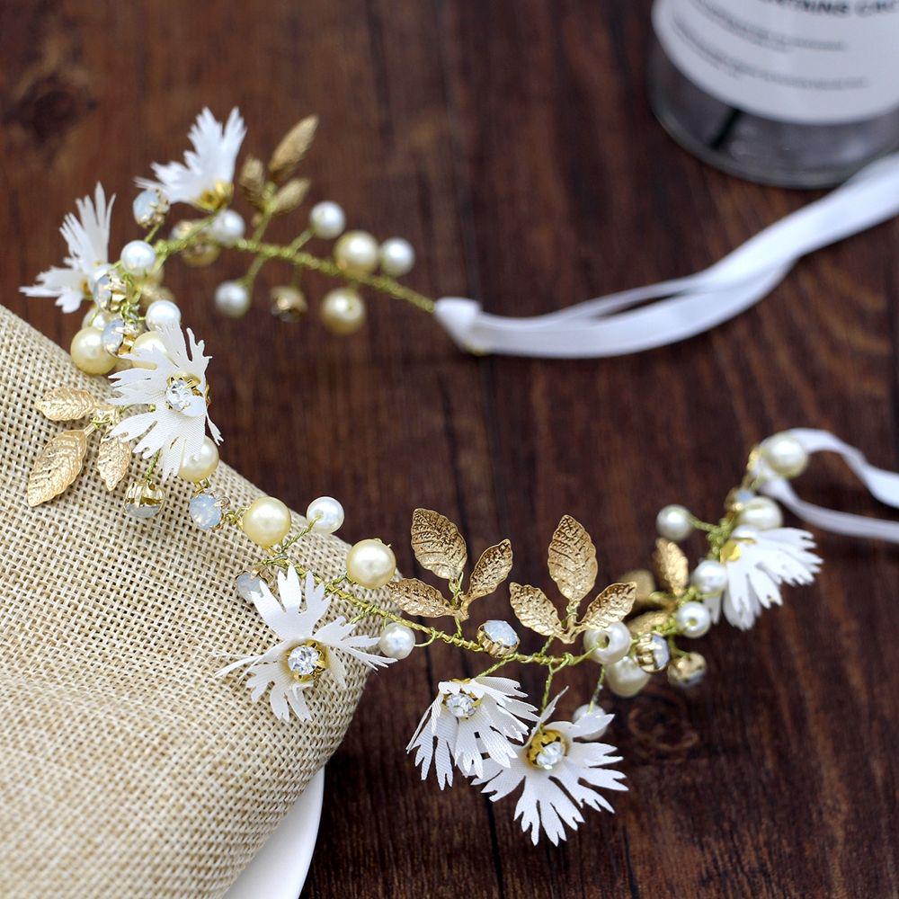 Женские Свадебные Цветочные Аксессуары для Волос Маргаритка Головной Убор Цветок Повязка на Голову Корона Ободок Кристалл