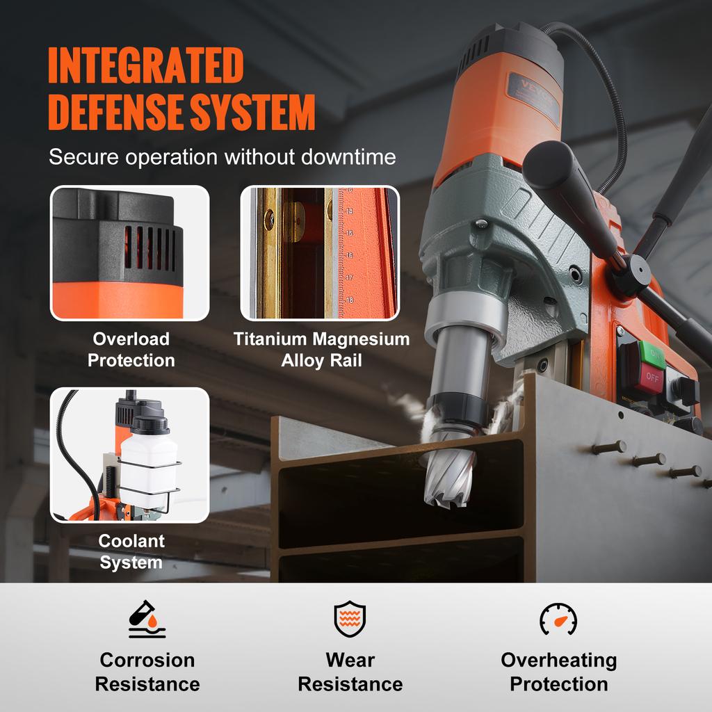 1450W Magnetic Drill 2"Boring Diameter 12500/12800N Portable Electric Mag Drill Press 800 RPM Magnetic Drilling Machine