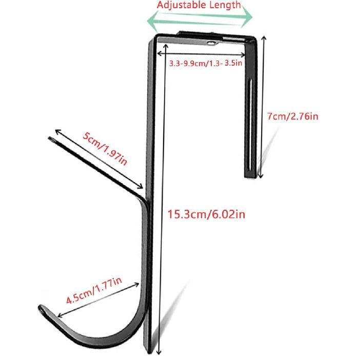 2 Pack Coat Hooks Cubicle Wall Mount Double Hook Sturdy Adjustable Over Door Hanger for Cubicle Panel Partition Hanging Hats Bag Backpack Hoodie