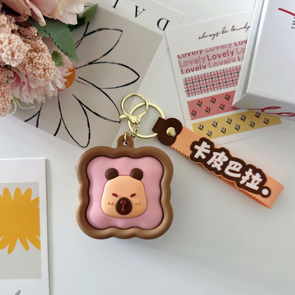 Милый силиконовый кошелек для монет в виде капибары, мультяшный кошелек-капибара, мини-сумка для ключей, трехмерная квадратная сумка, забавный кулон для рюкзака