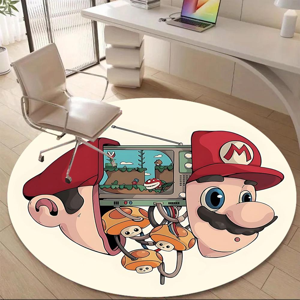 1PC Mario Mushroom Office Round Area Rug, Indoor Mat Suitable For Office, Under Office Chairs Bedroom Living Room Home Decor DT1212084