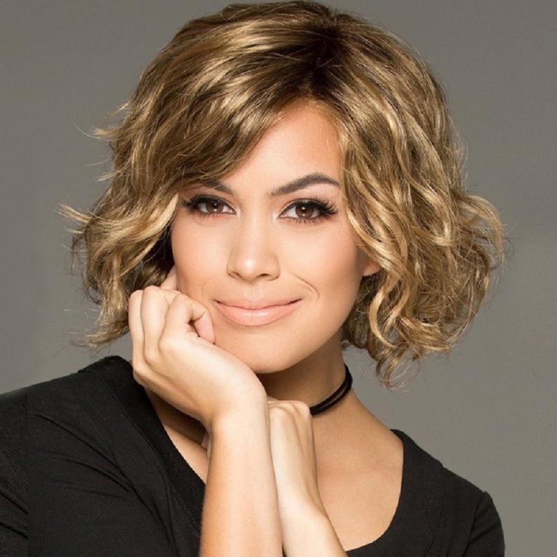 Синтетические короткие кудрявые парики для женщин, светло-коричневый парик с челкой, парик для костюма на Хэллоуин, женский парик для косплея, парик для леди, мамы, модные парики