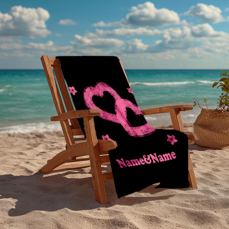 Custom Name Ultra-Soft Beach Towel with Love Theme,Ideal for Pool - Camping, Diving - Perfect Travel Essential, Vibrant Beach Towel.