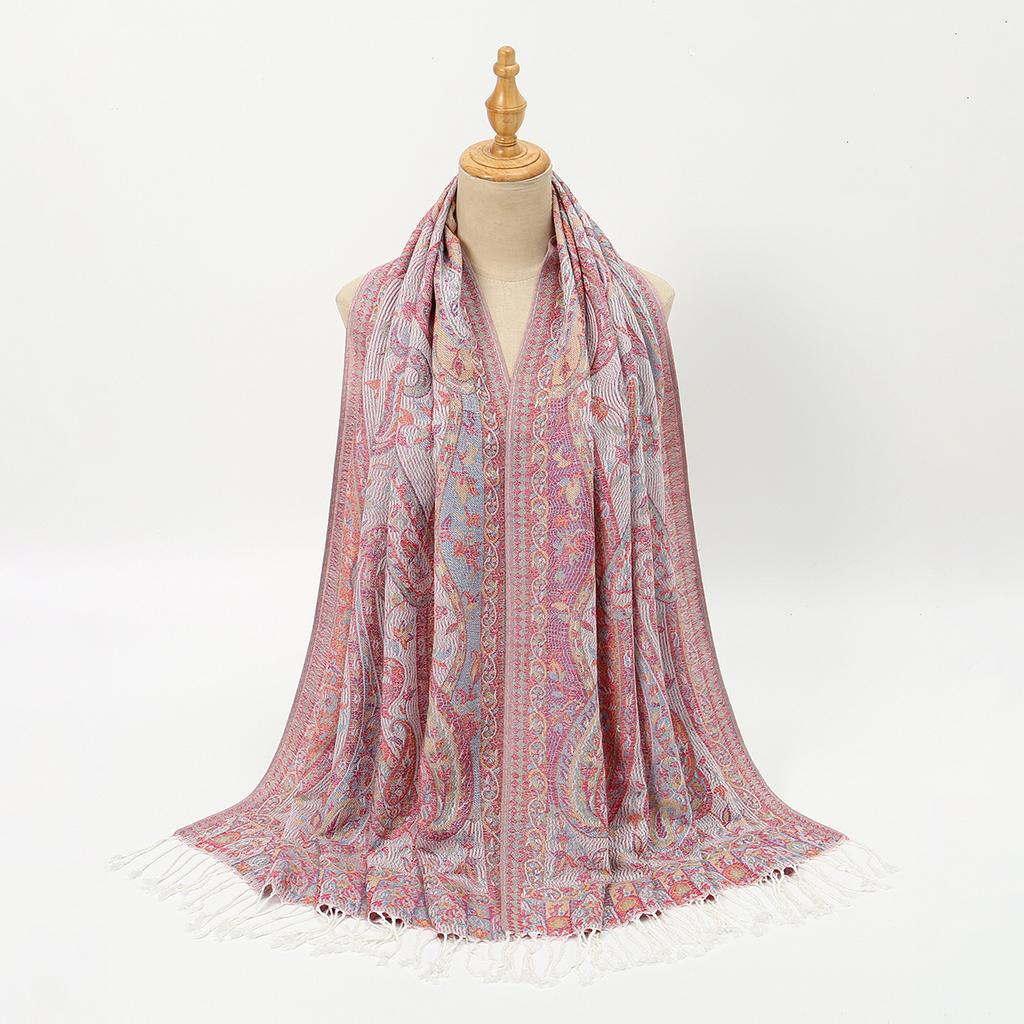 Paisley Embroidery Cotton Hijab Scarf For Woman Muslim Hijabs Pashmina Tassels Shawls Fashion Long Wraps Foulard Islam Turban