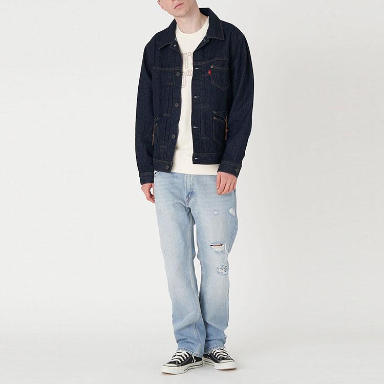 Levis FW22 Однотонная джинсовая куртка на пуговицах Мужская куртка Темно-синяя A2699-0002