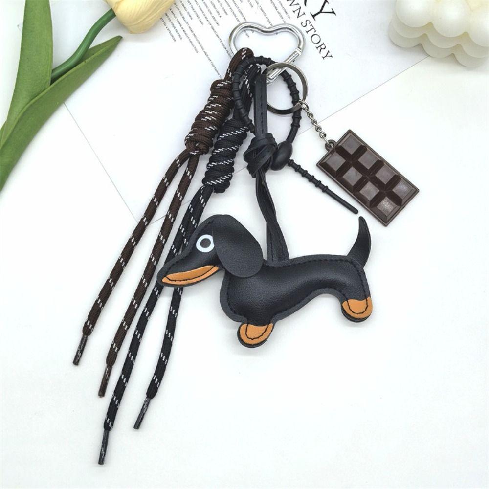 Braided Rope Dachshund Pendant Hanging Ornament Dog Keyring Dachshund Keychain Bag Accessories
