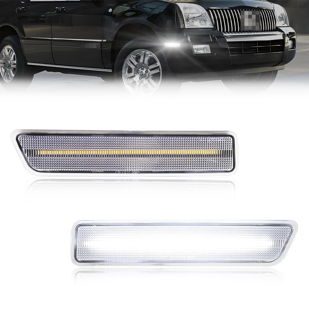 2X Front Bumper Side Marker Light Turn Signal Light Turn Warning Light With Super Bright LED For 2002-2010 Mercury Mountaineer