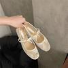 Gentle Bow Ballet Shoes Fairy Fairy Hollow Mesh Lace Embroidered Shoes Single Shoes