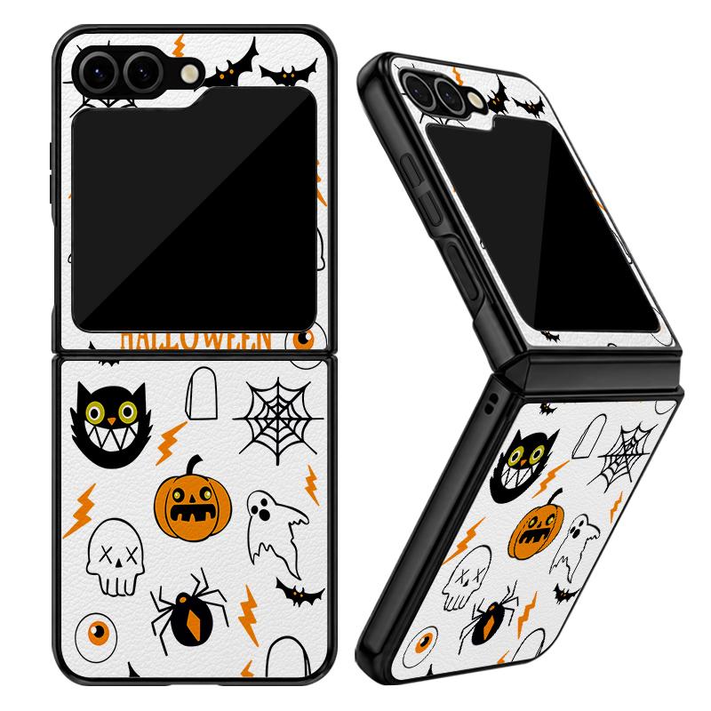 Чехол Halloween Ghost Pumpkin для Samsung Galaxy Z Flip 8 7 FE 6 5 4 Z Flip8 Flip7 Flip6 Flip5 Гибридная кожаная накладка Жесткий бампер из ПК