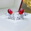 Серьги-гвоздики Huitan Bright Red CZ для женщин, цветные, эстетичные, в форме цветка, аксессуары для ушей, свадебная вечеринка, изысканные украшения