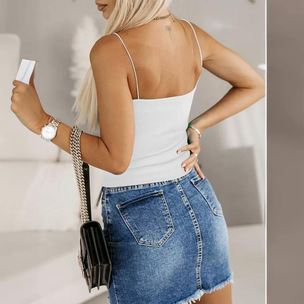 GMXIA Летний трикотажный жилет-камисоль, все сексуальные, облегающие, базовые, женские