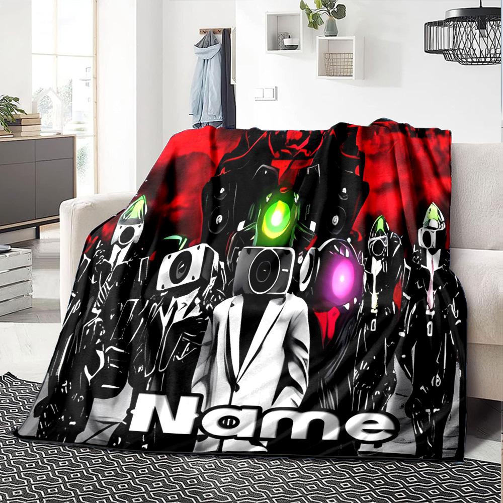 Customiz Name Personality Skibidi Toilet Blanket Soft &Warm Sofa Office Bed Travel Lunch Break Blanket, Gift Suitable All Seasons